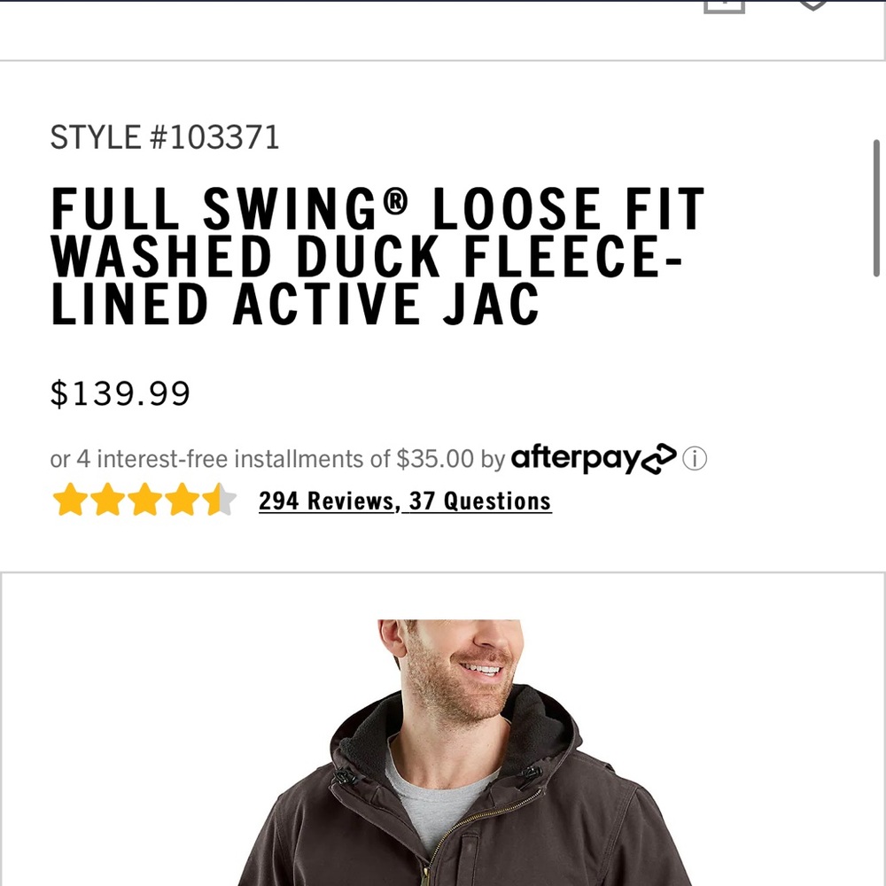 Mens Carhartt full-swing coat